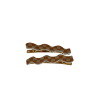 Load image into Gallery viewer, Whitney Checker Alligator Clip Sage Green and Tan