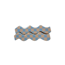 Load image into Gallery viewer, Whitney Checker Alligator Clip Blue and Cream