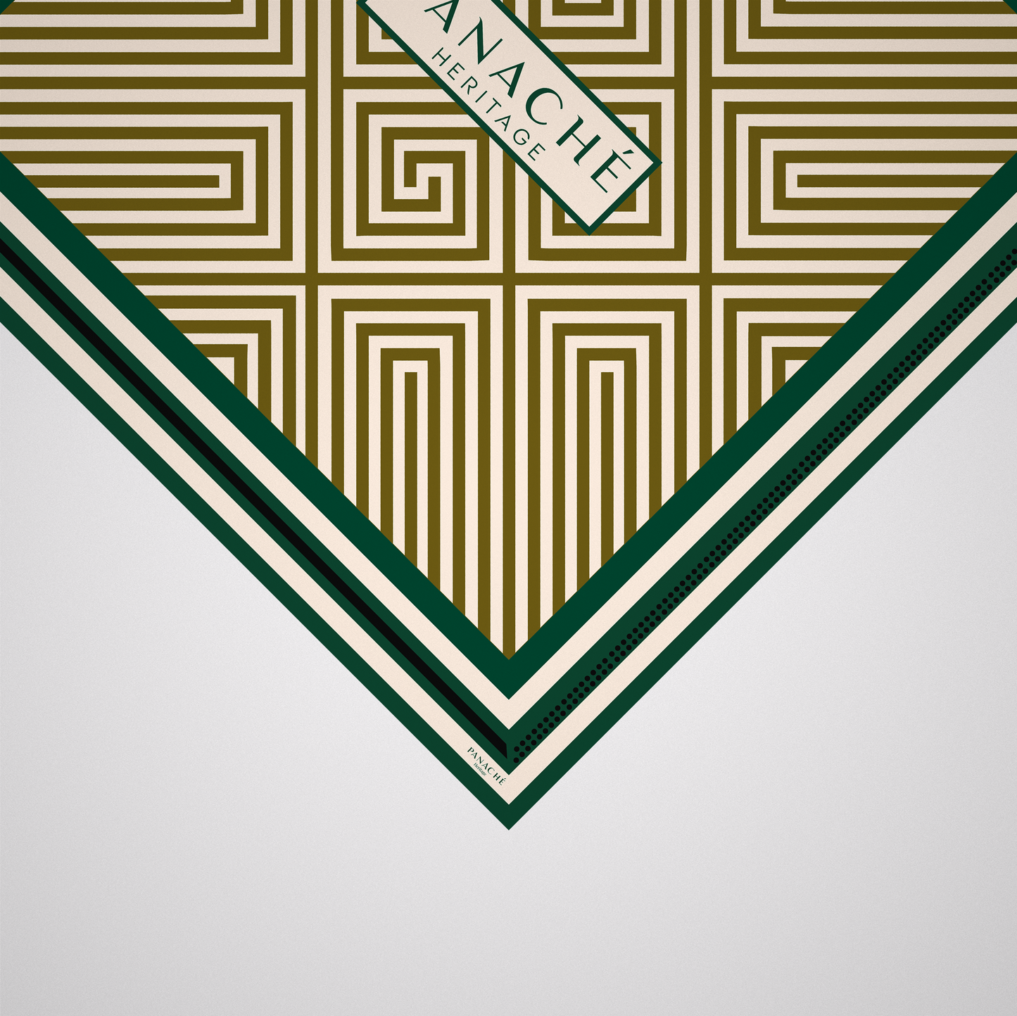 Geometrical Maze Deep Green and Beige