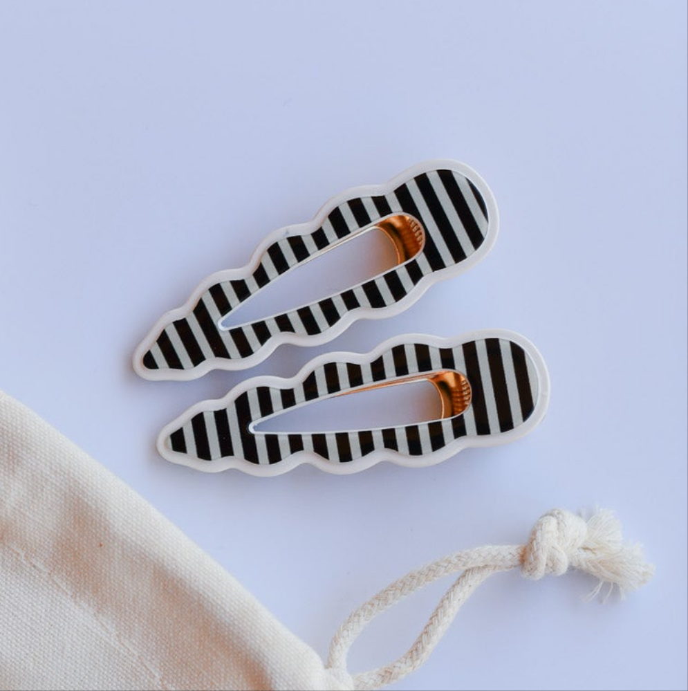 Cassia Clips Black and White Stripe