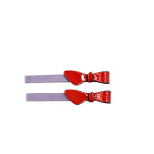 Load image into Gallery viewer, Cassandra Two Tone Lilac and Red Bow Clips