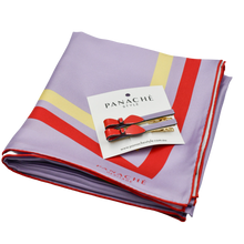 Load image into Gallery viewer, Cassandra Two Tone Lilac and Red Bow Clips