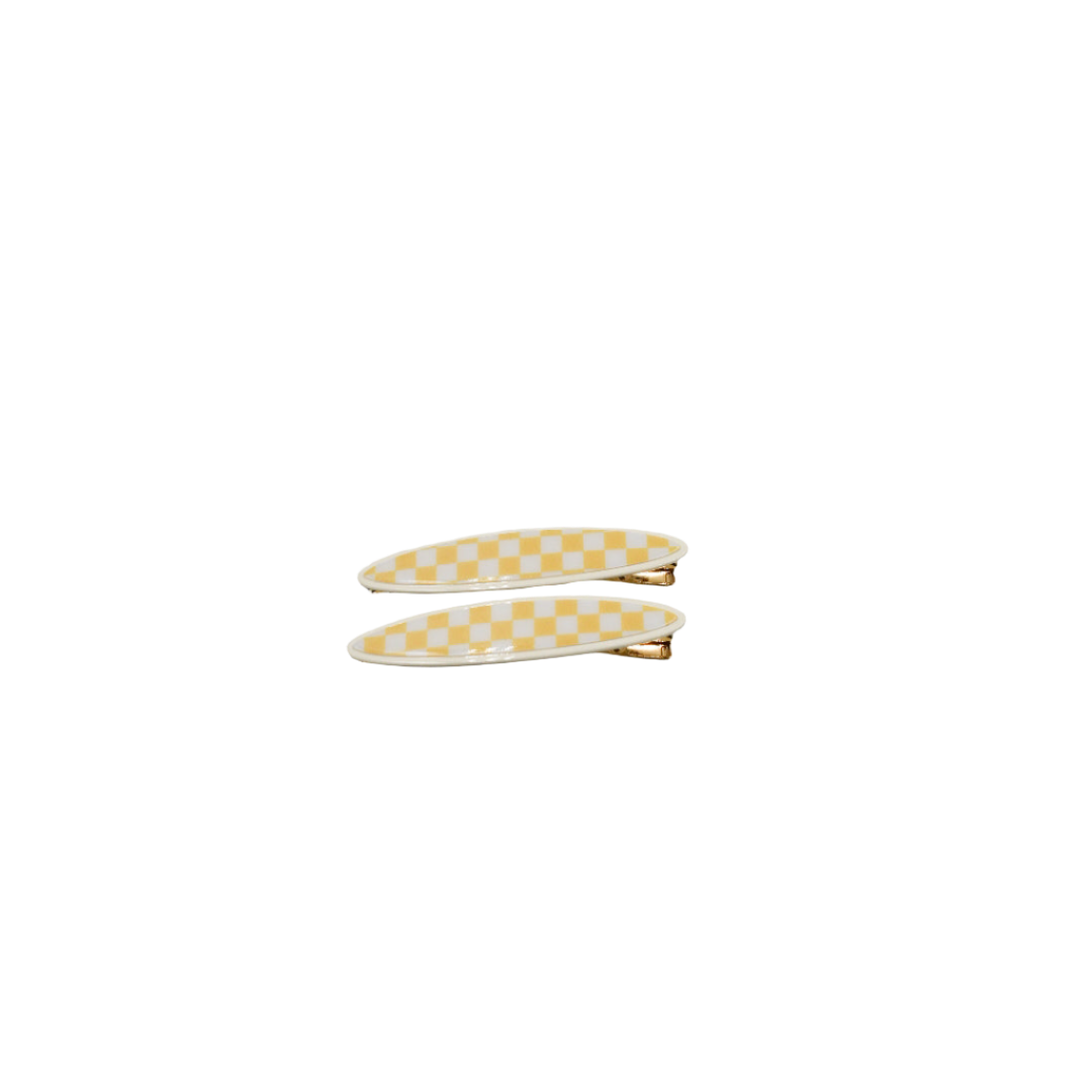 Maya oval clips Lemon and White Checker