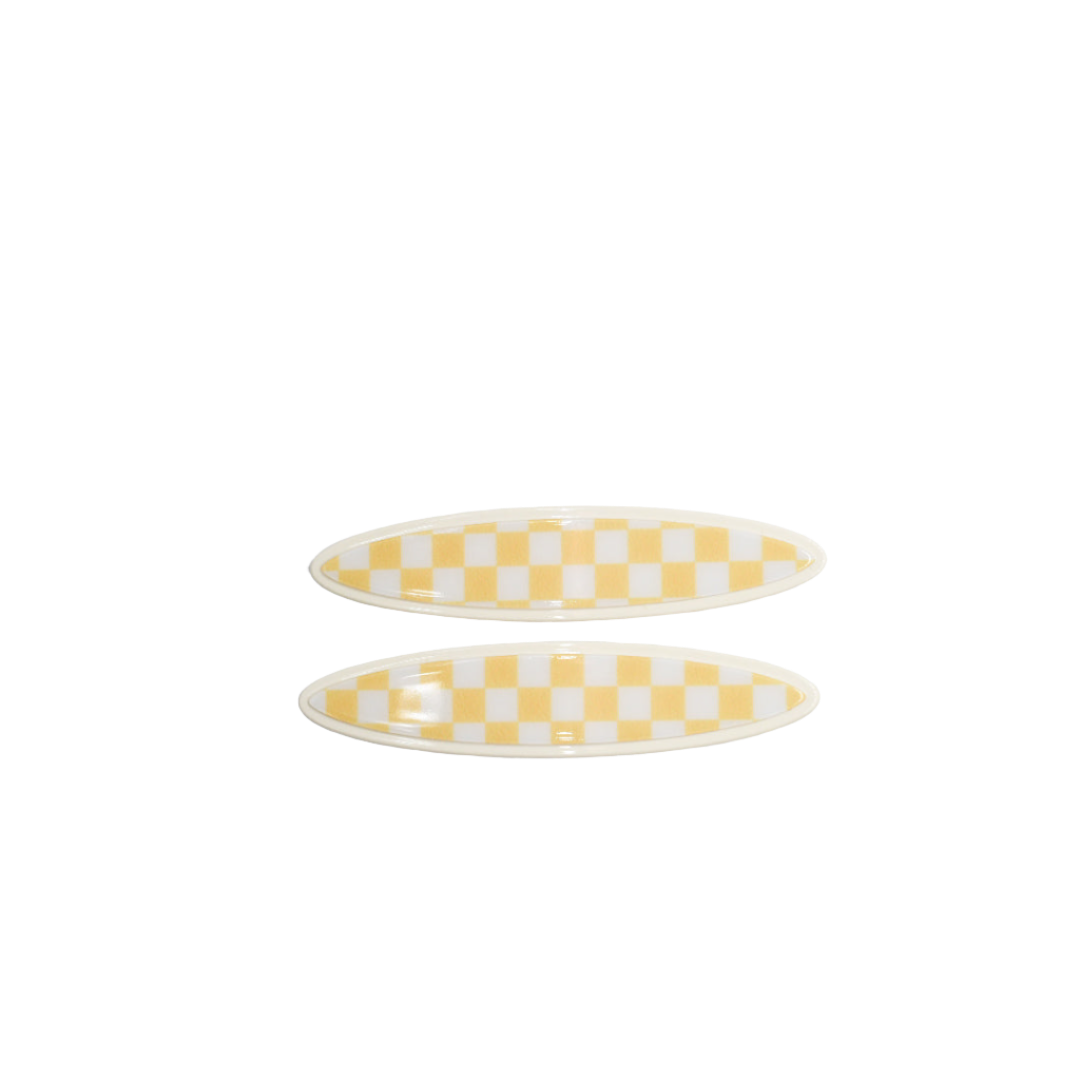 Maya oval clips Lemon and White Checker