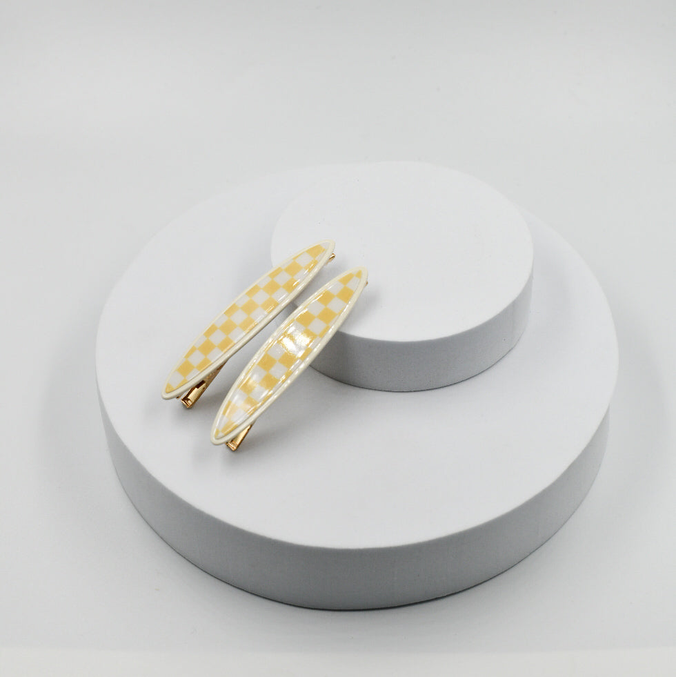 Maya oval clips Lemon and White Checker