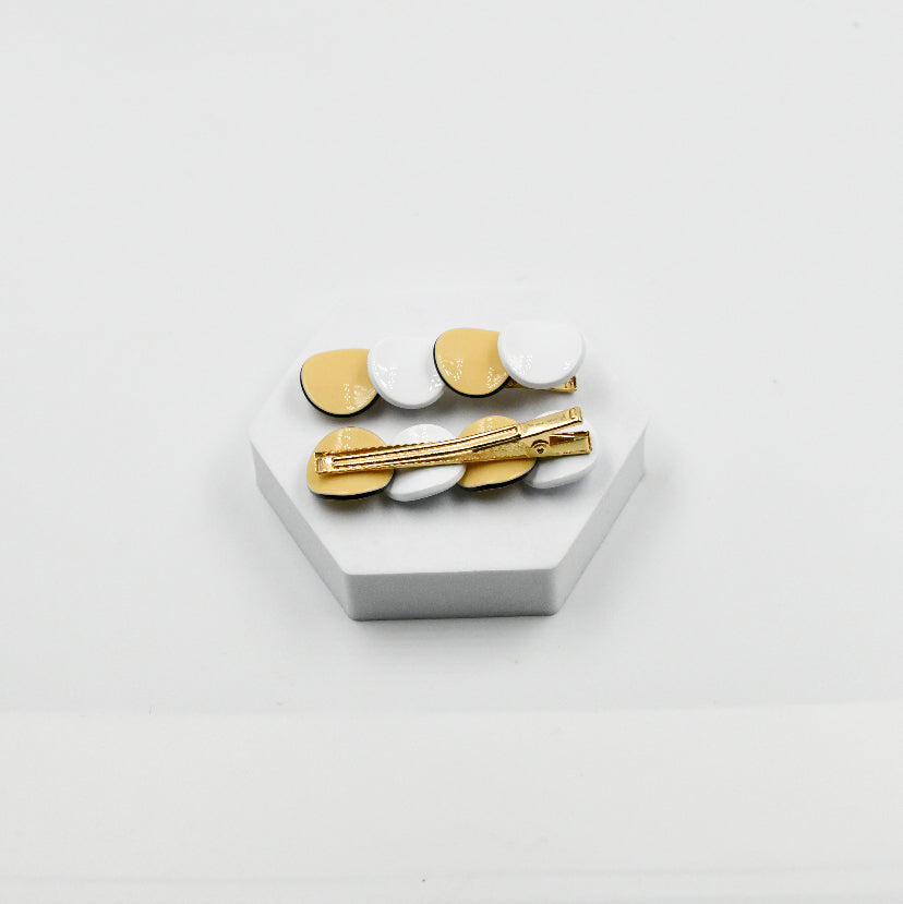 Celine side clip lemon & white