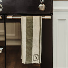 Load image into Gallery viewer, Green Striped Linen Tea Towel