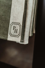 Load image into Gallery viewer, Green Striped Linen Tea Towel