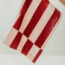 Load image into Gallery viewer, Red & Pink Striped Linen Tea Towel