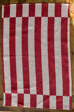 Load image into Gallery viewer, Red & Pink Striped Linen Tea Towel