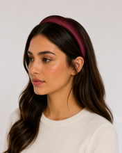 Load image into Gallery viewer, Woman wearing a burgundy headband against a plain background