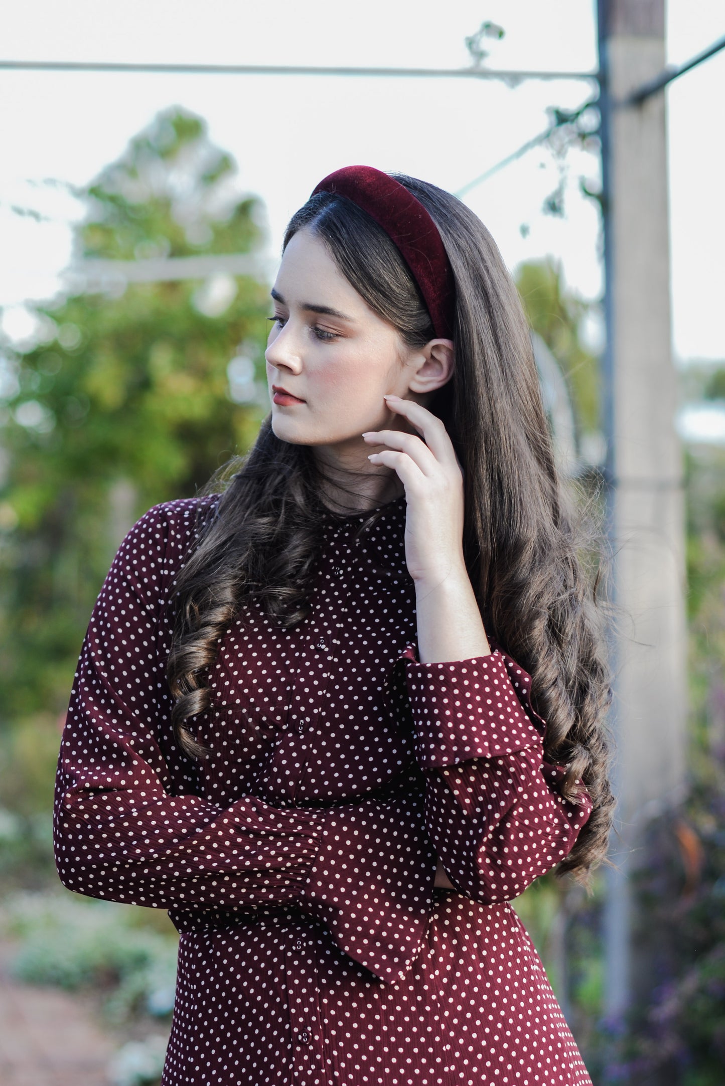 Burgundy Velvet Padded Headband
