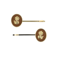 Natural Linen Cameo Oval Clips