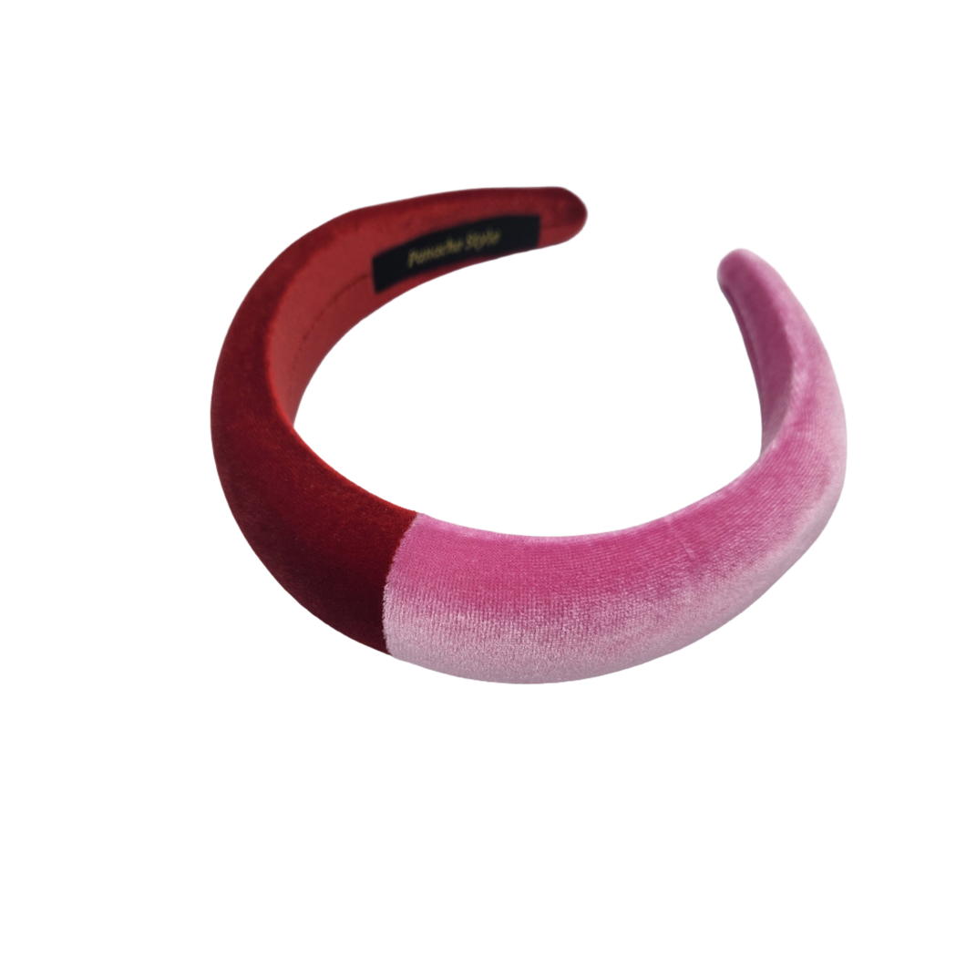 Queenie 2 tone padded headband pink & red