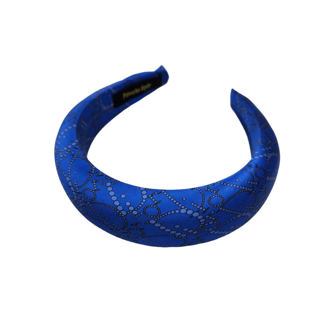 Silk padded headband Cobalt blue