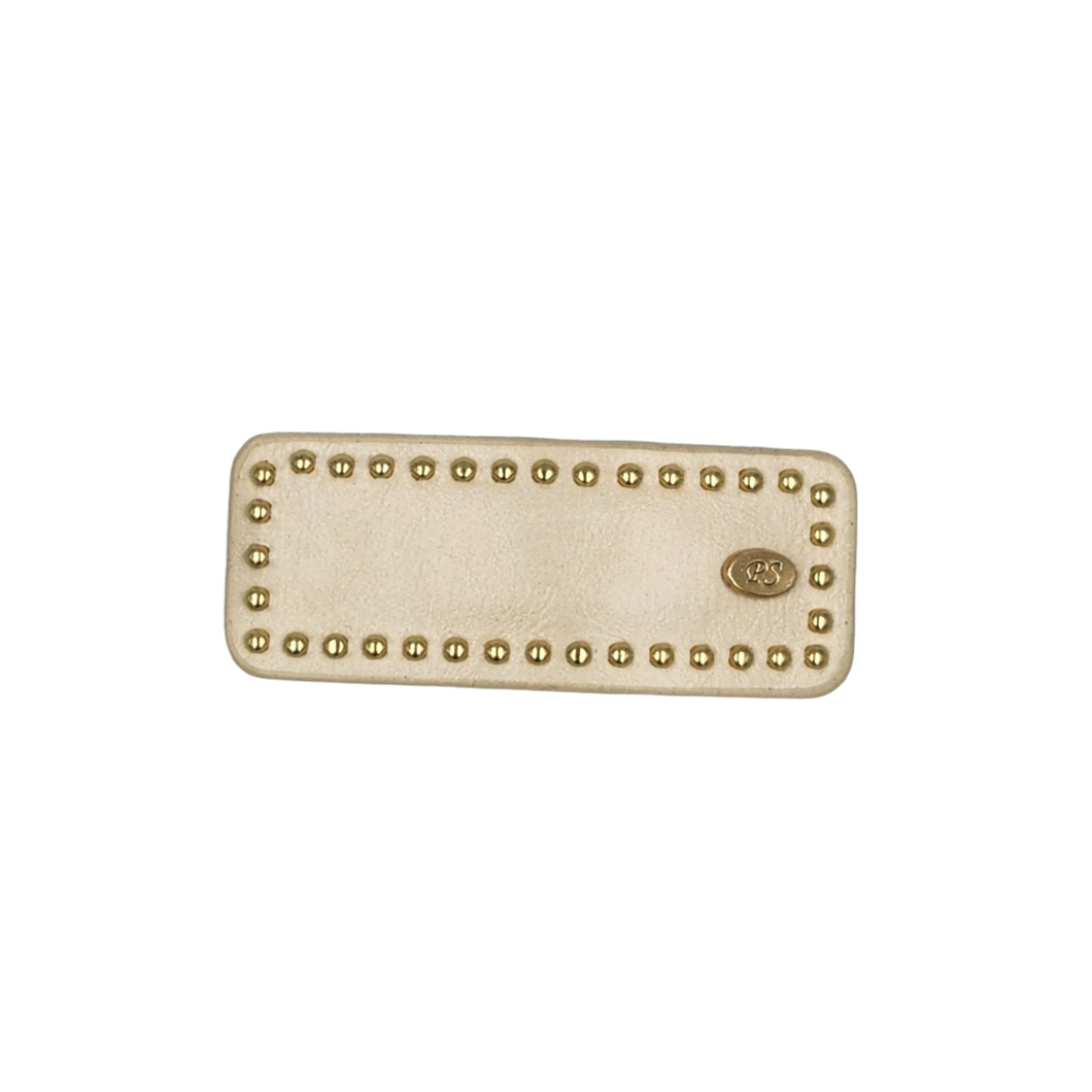 Harriet leather studded snap clip cream