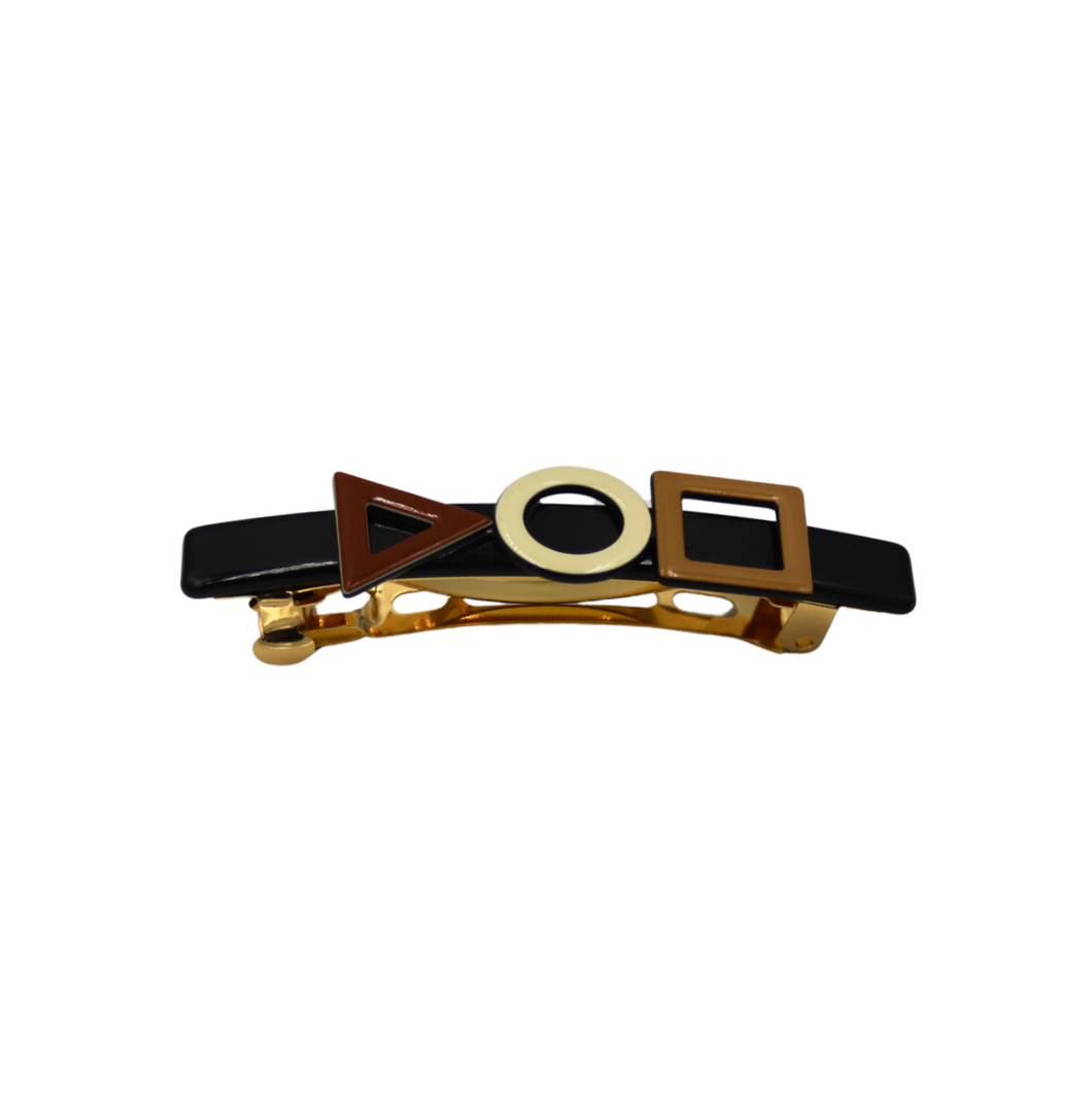 Geometrical Barrette in Black, Tan and Cream