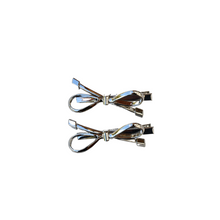 Load image into Gallery viewer, Silver Bow Alligator Clips
