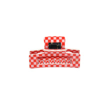Load image into Gallery viewer, A red and pink checkered claw hair clip on a white background
