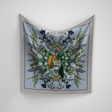 Load image into Gallery viewer, Blue Floral Silk Scarf
