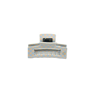 Blue and Pink Checkered Acetate Claw Clip on White Background