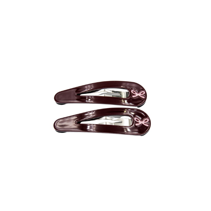 Lily Bow Snap Clips Burgundy + Pink