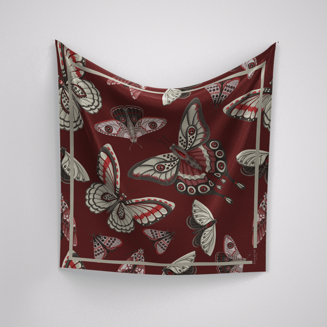 Whimsical wings in Deep wine