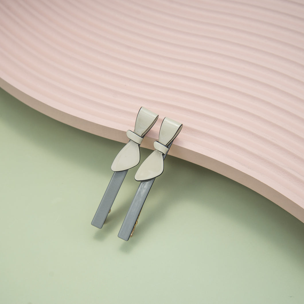 Cassandra Two Tone Cream and Sage Bow Clips