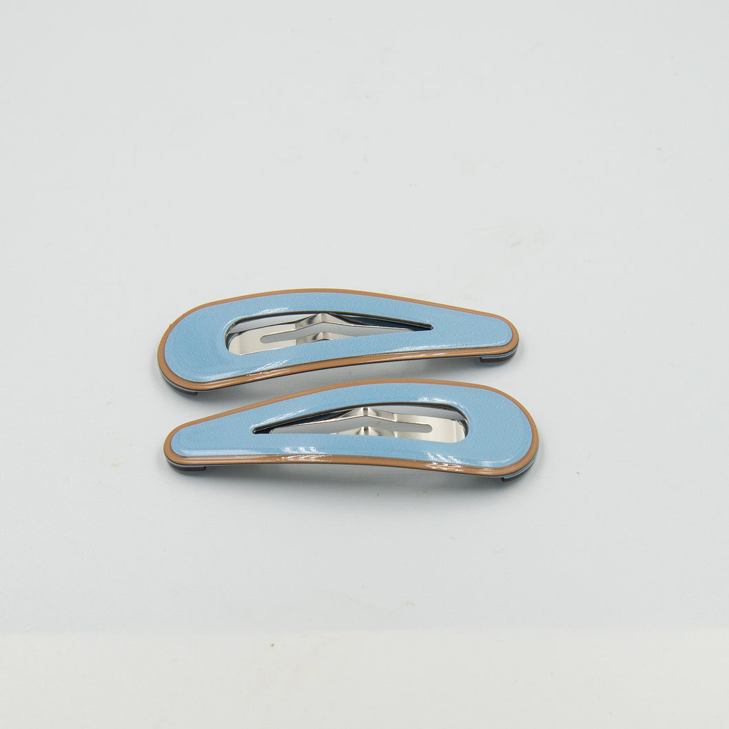 Georgina Snap Clips - Blue with Tan