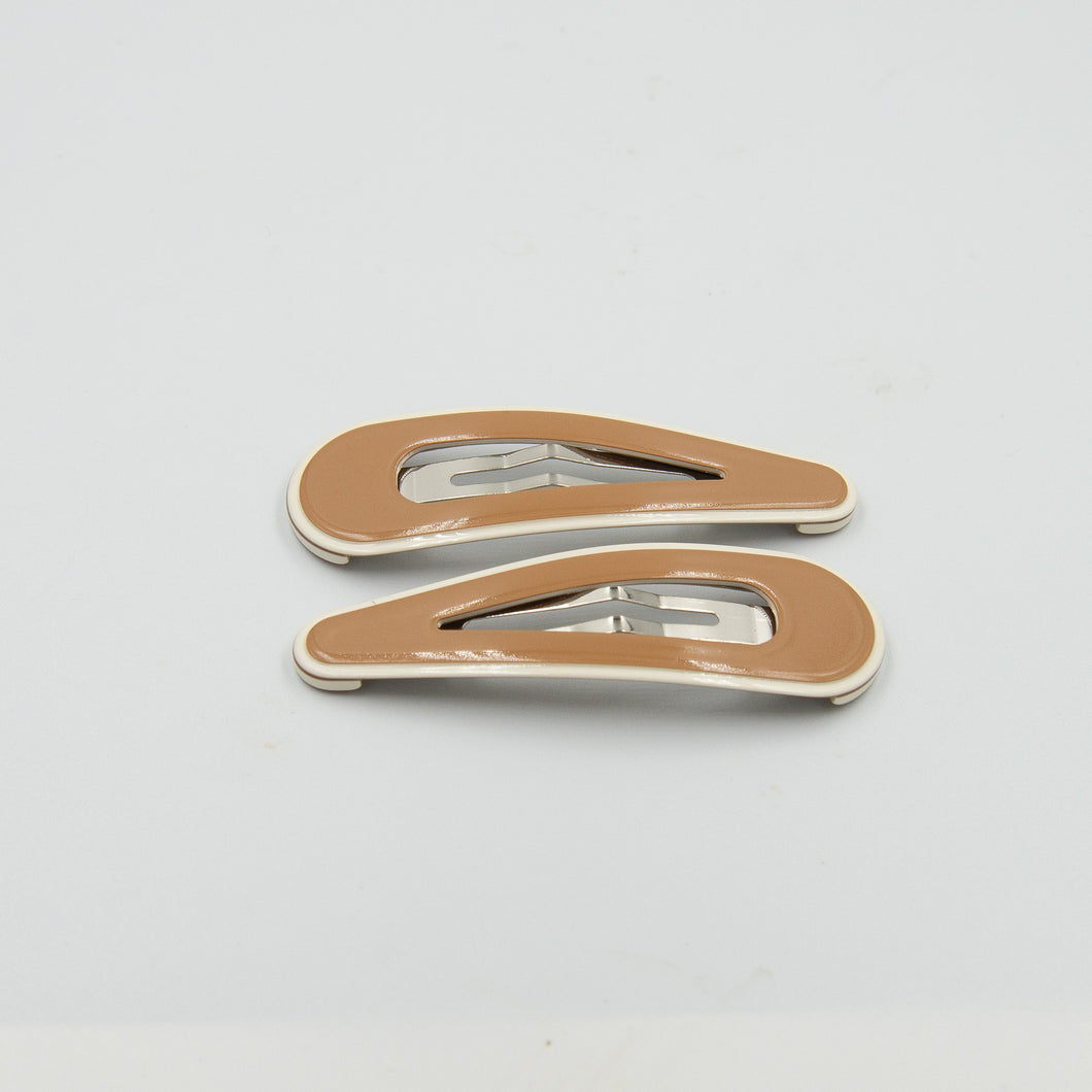 Georgina Snap Clips - Tan with Cream