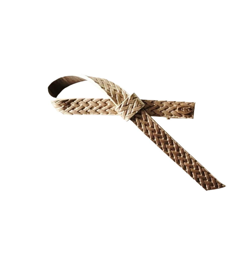 Ava Braided Single Loop Bow Gold