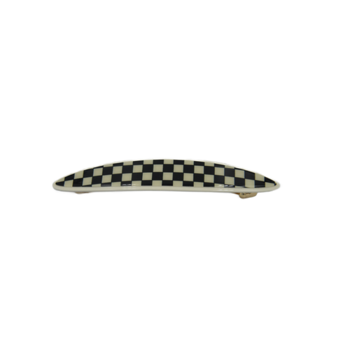 acetate barrette clip. Black and White Checker Design.