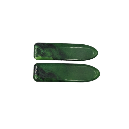 Green watercolour resin alligator clips