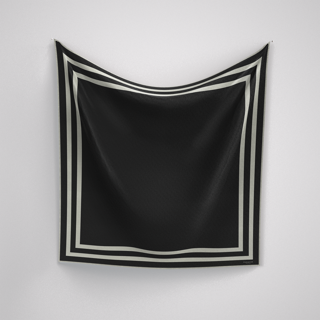 Classic Border Scarf - Black + White