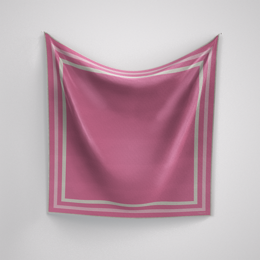 Classic Border Scarf - Pink + White