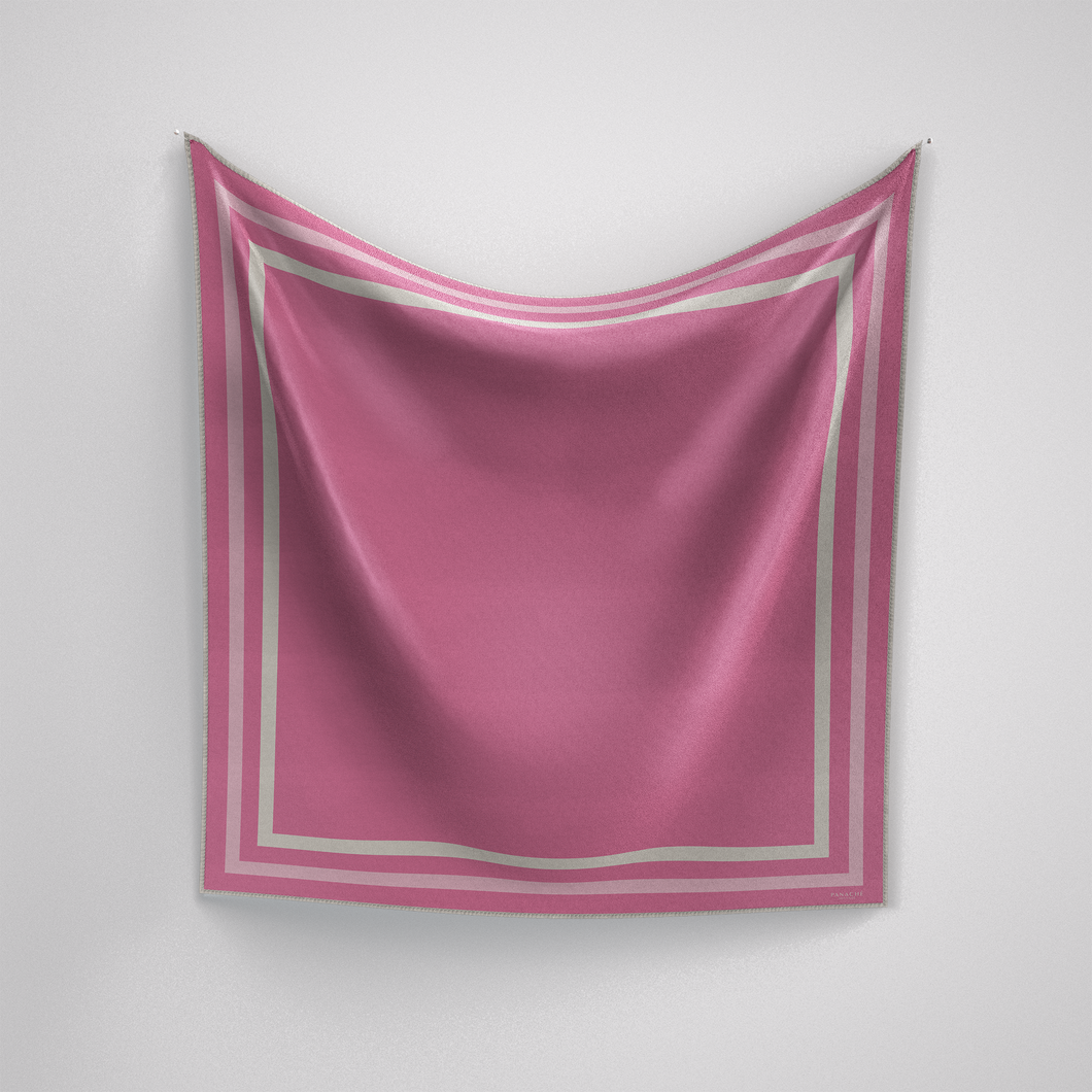 Classic Border Scarf - Pink + White