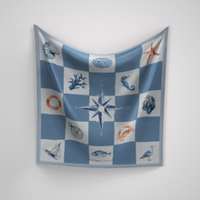 Load image into Gallery viewer, Sea Life Panache x VV Dark Blues Linen Scarf
