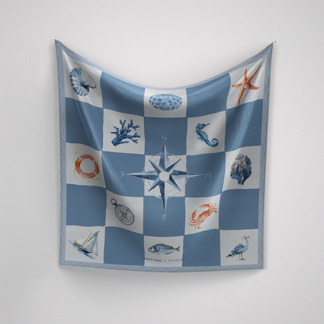 Sea Life Panache x VV Dark Blues Linen Scarf