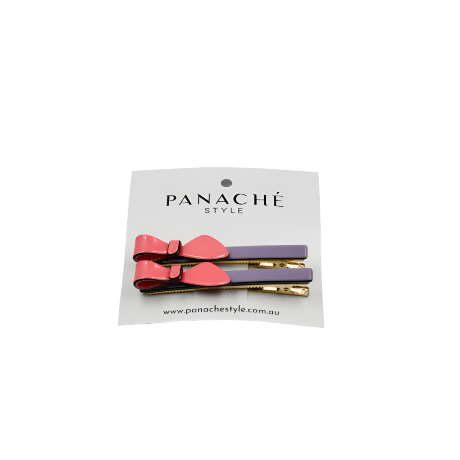 Cassandra Two Tone lilac and Pink Bow Clips