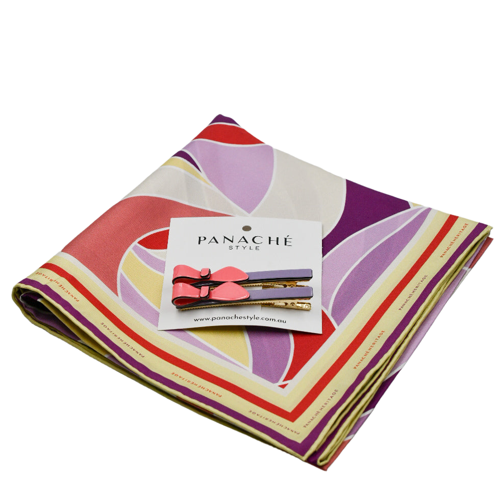 Cassandra Two Tone lilac and Pink Bow Clips