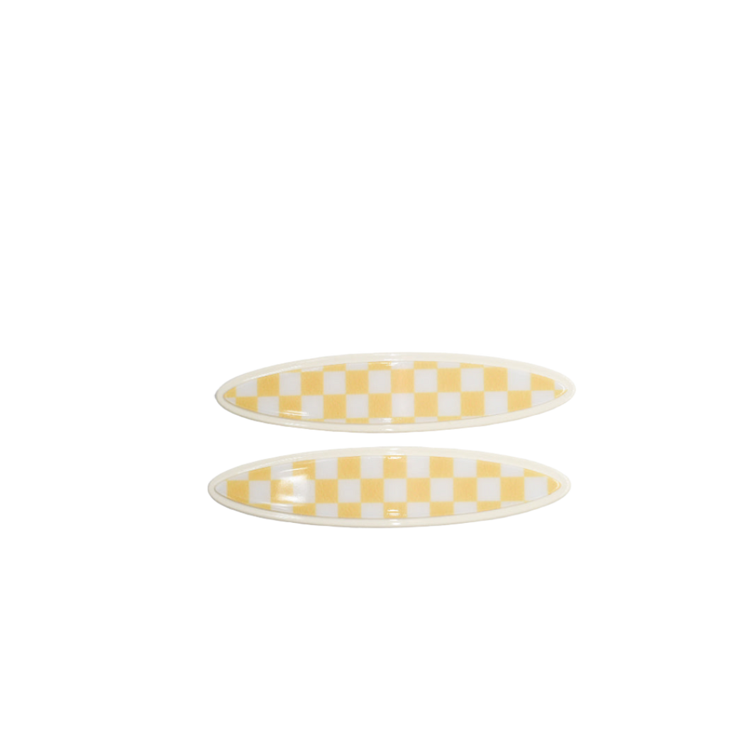 Maya oval clips Lemon and White Checker