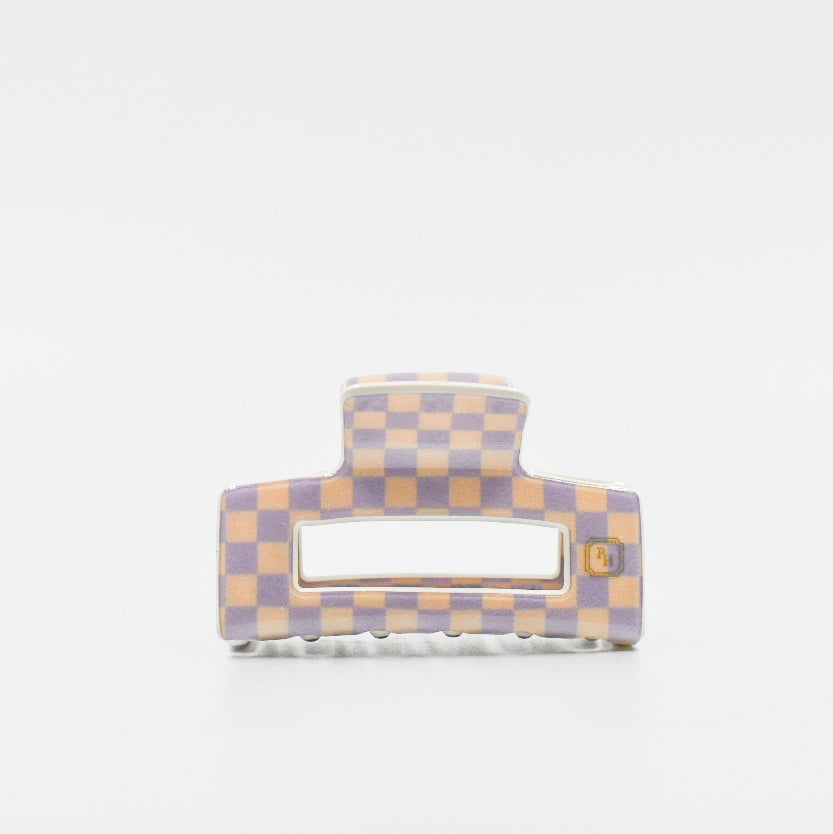 Claw Clip Lilac and Beige Checker