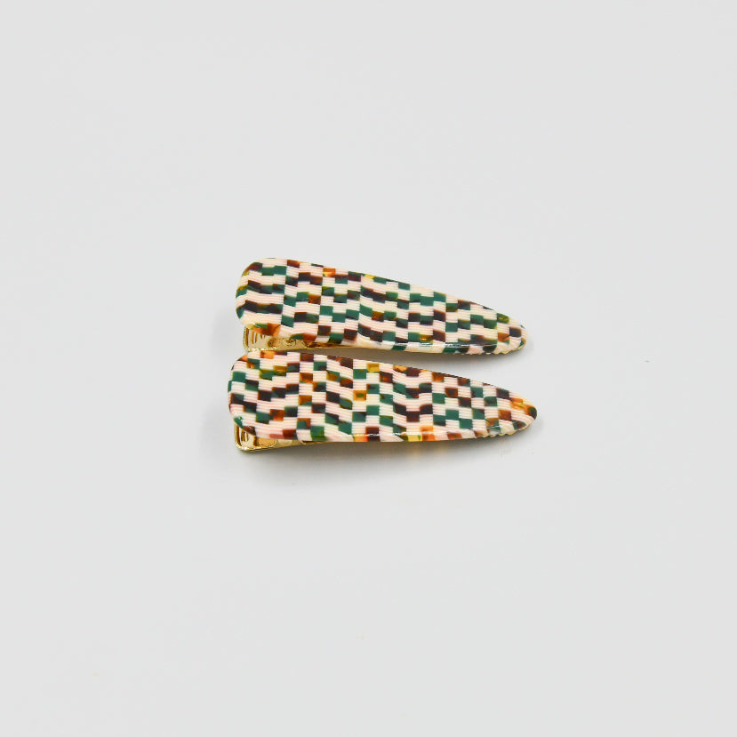 Penny Green Checker Alligator Clips