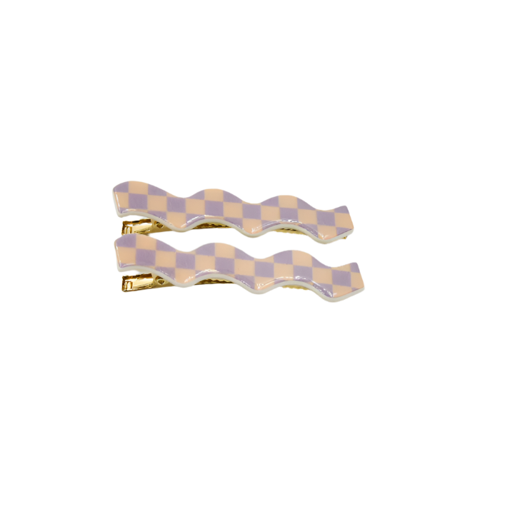 Whitney Checker Alligator Clip Lilac and Beige