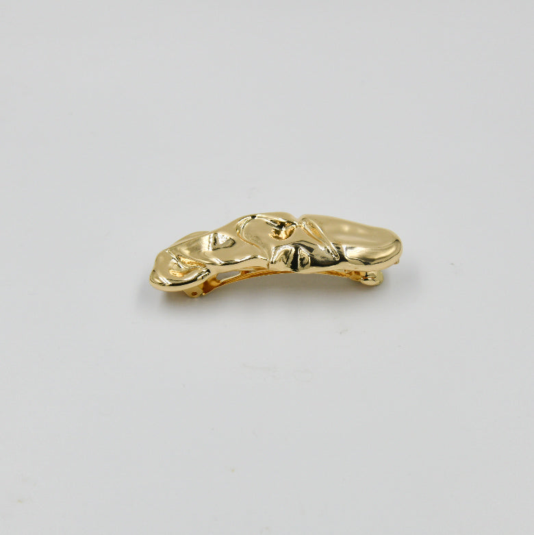 Gold hammered metal barette clip