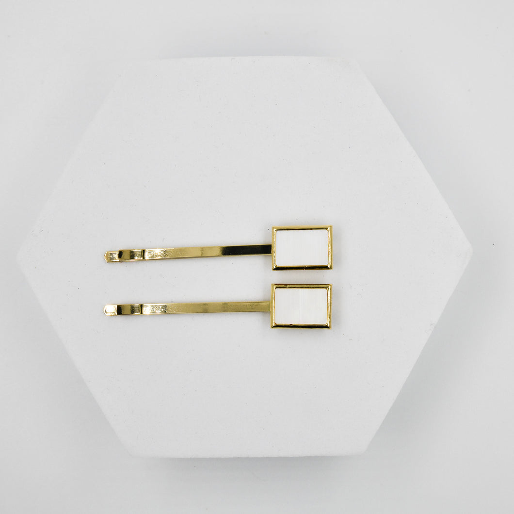 Alice Rectangle Clips White
