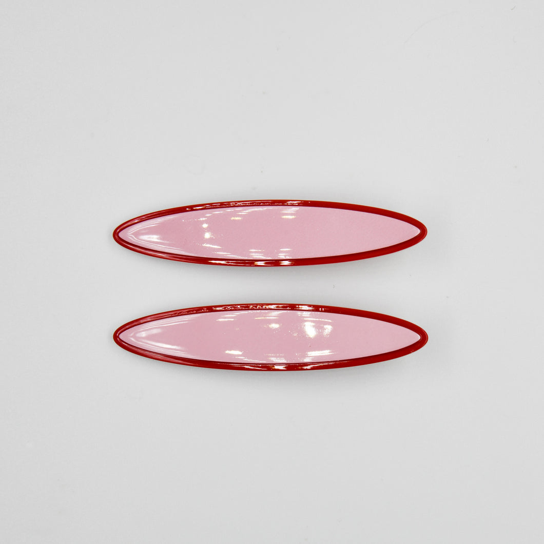 Maya Oval Clips Pink and Red