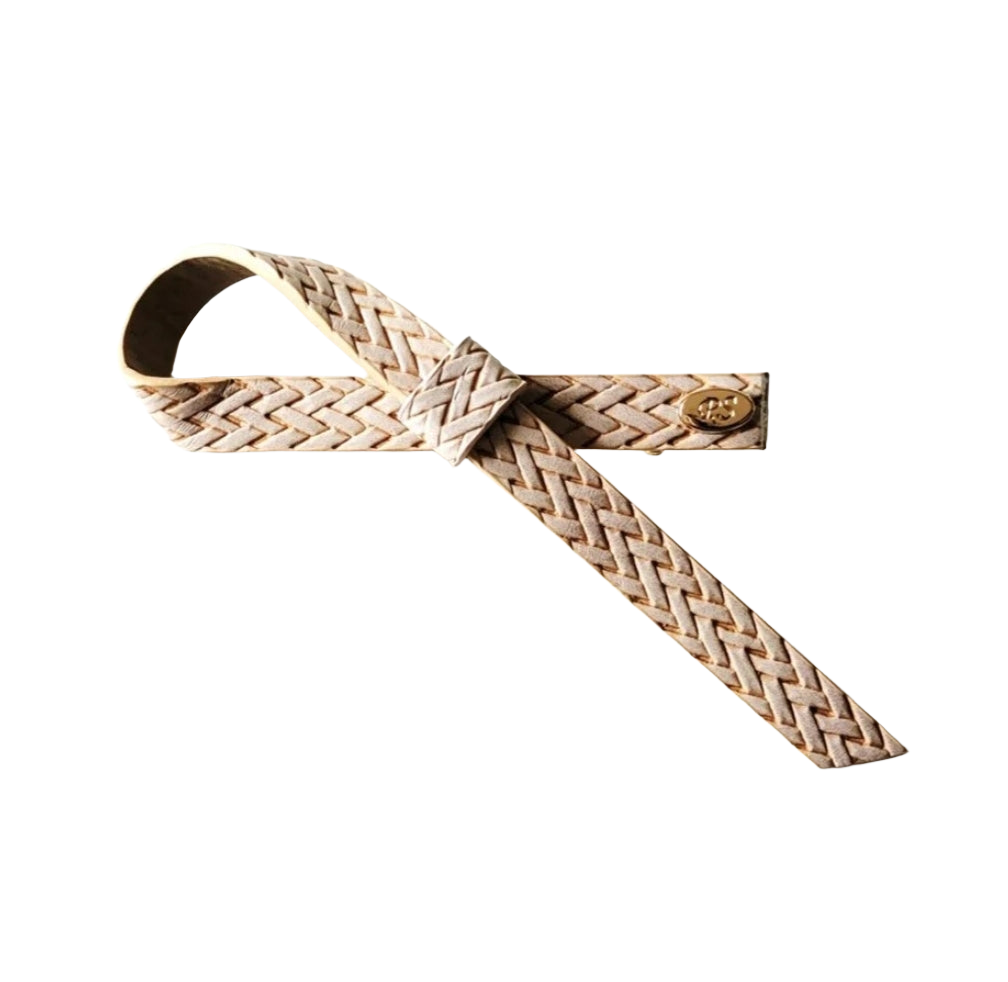 Ava Braided Single Loop Bow Beige