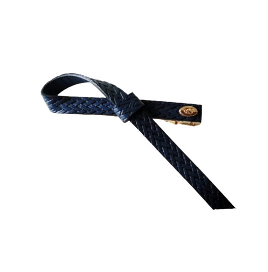 Ava Braided Single Loop Bow Navy
