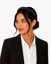 Load image into Gallery viewer, Black Satin Padded Headband – 3 cm Wide
